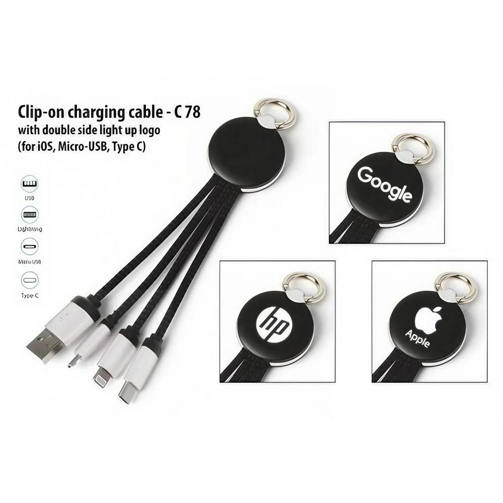 Electric Black Clip-on Charging Cable  product main image