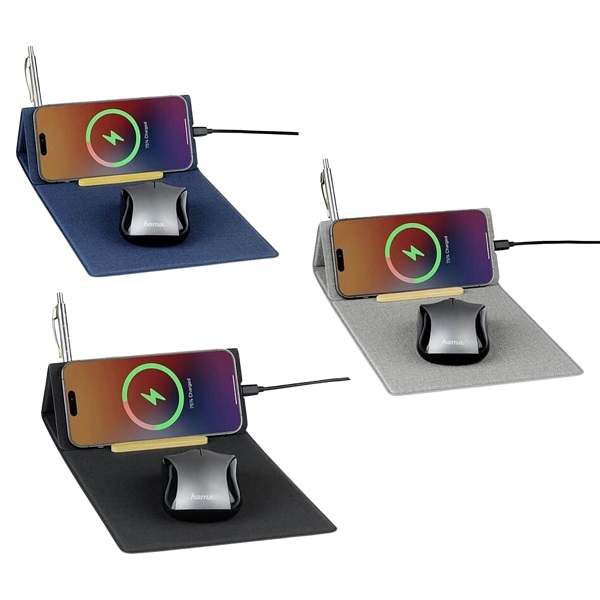 Recycled PU 15W Wireless Mousepad Desk Organizer  product main image